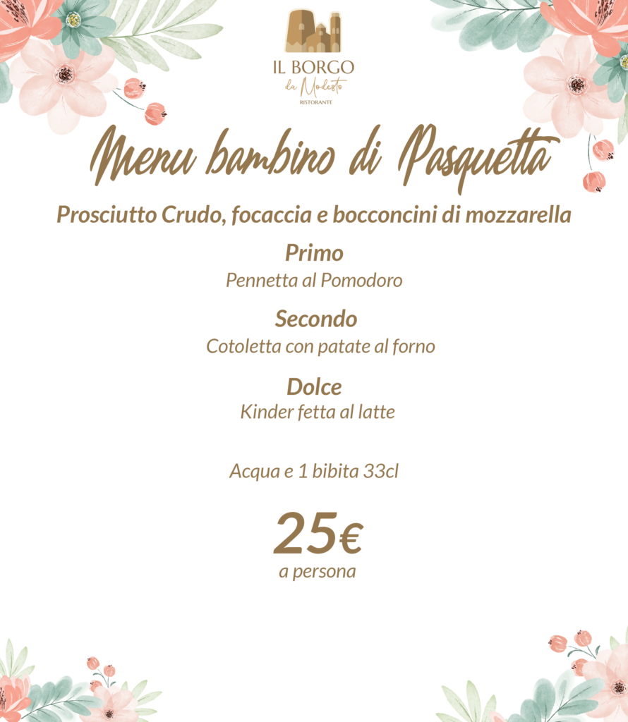 menu bambino Pasquetta al Borgo da Modesto